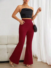 HIGH WAIST FLARE LEG PANTS WITH POCKETS
